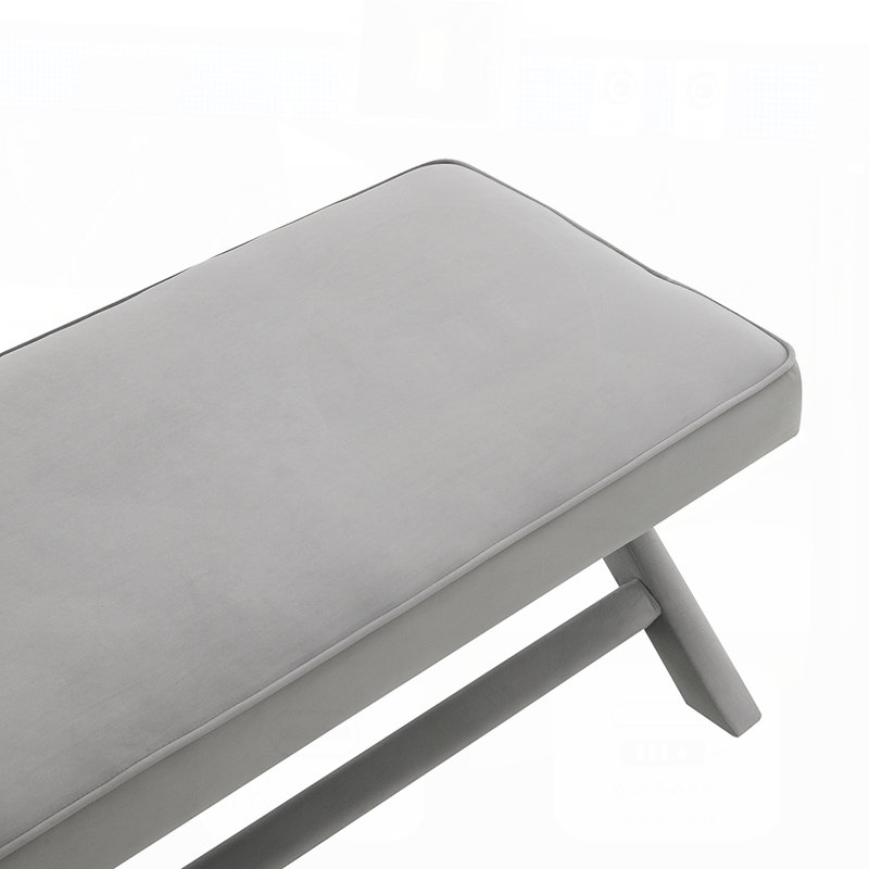 Banc rembourré Comfort avec pieds élégants en X, Gris clair