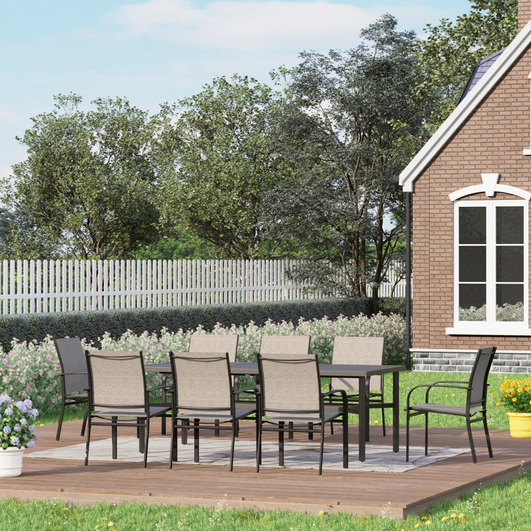 Sutiya 8 - Person Metal Patio Dining Set with Rectangular Table