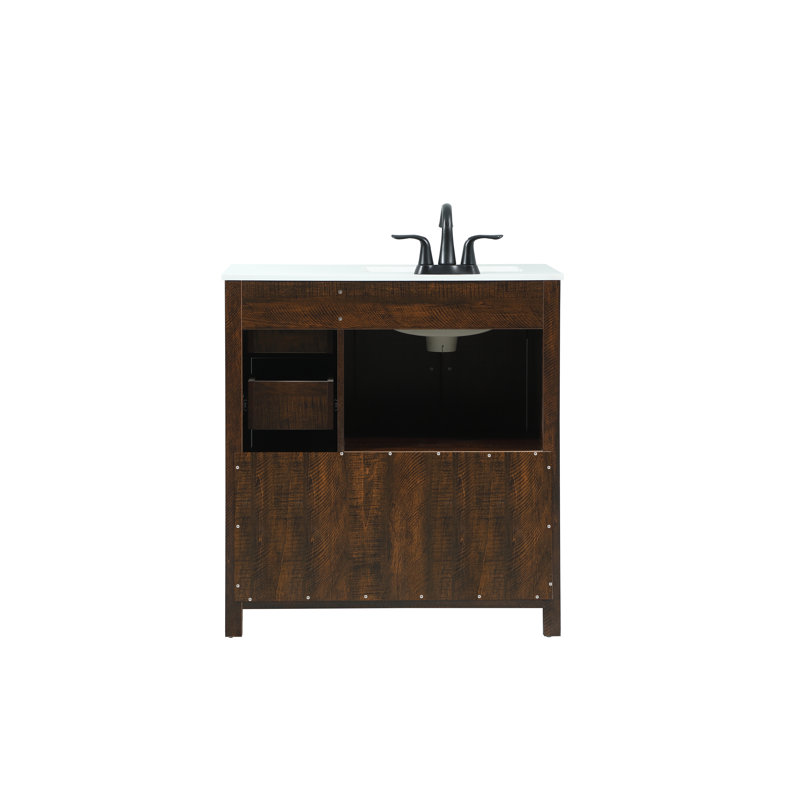 Slayton 32'' Single Bathroom Vanity with Engineered Marble Top, Expresso
