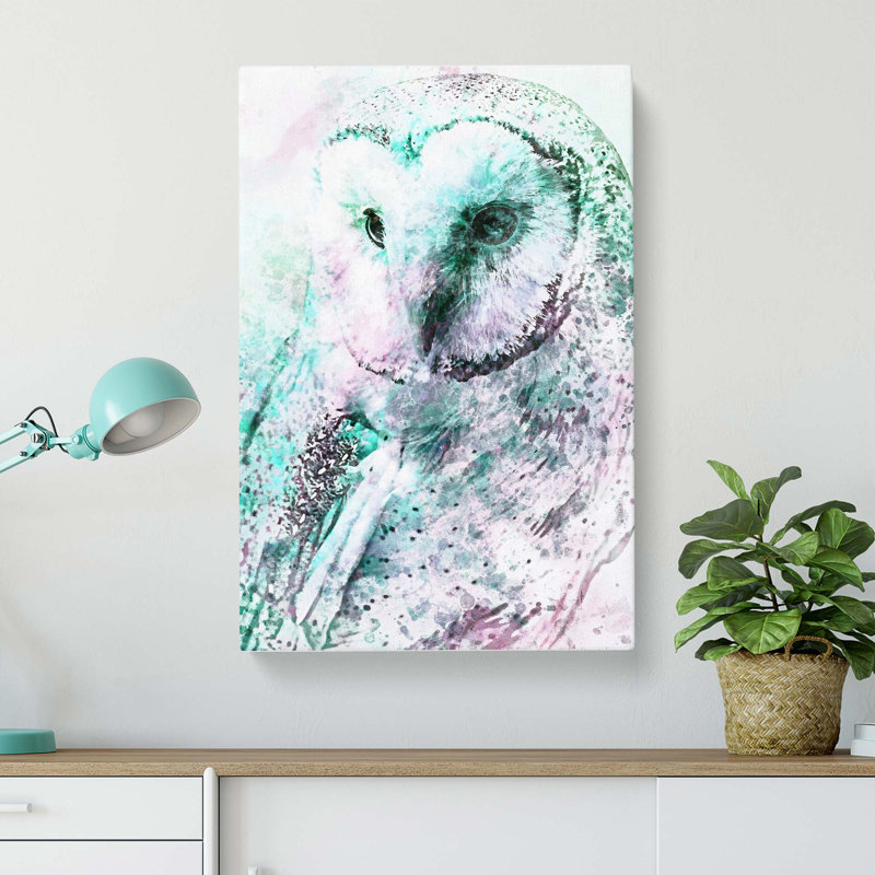 Barn Owl Abstract Art - Wrapped Canvas, 60cm H x 40cm W x 3cm D