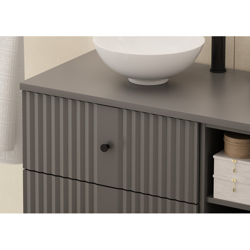 Arashel Bathroom Storage Furniture Set, Black