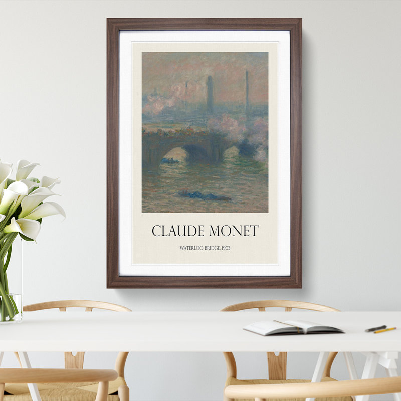 Waterloo Bridge in London Vol.3 by Claude Monet - Picture Frame Art Prints, 65cm H x 48cm W x 2cm D, Walnut Framed