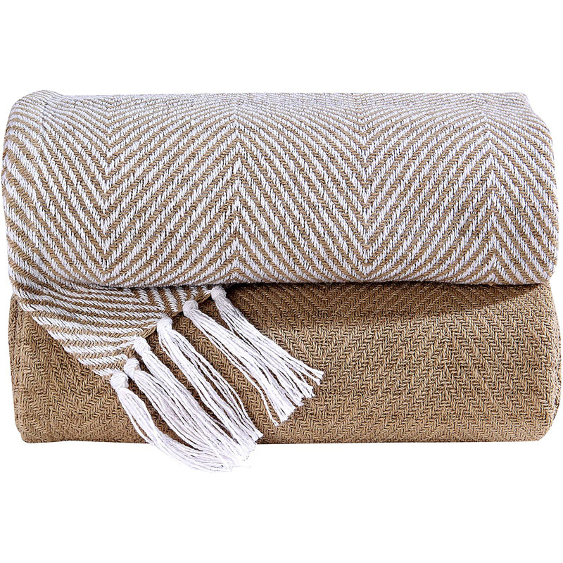 Jeté en coton Rustic Farmhouse, L 50 po x L 63 po, Beige
