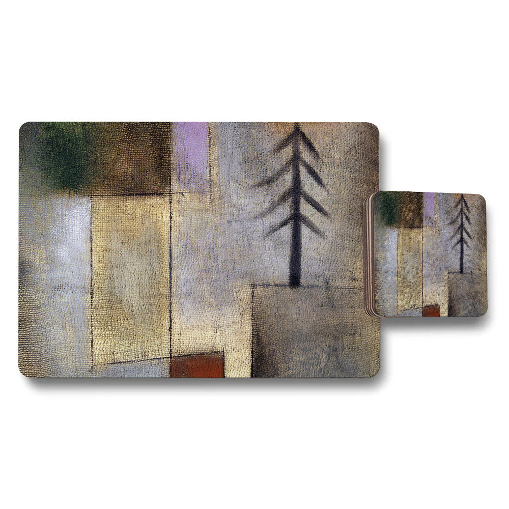 Abstract Tree Landscape Placemat And Coaster Set For Dinner Table