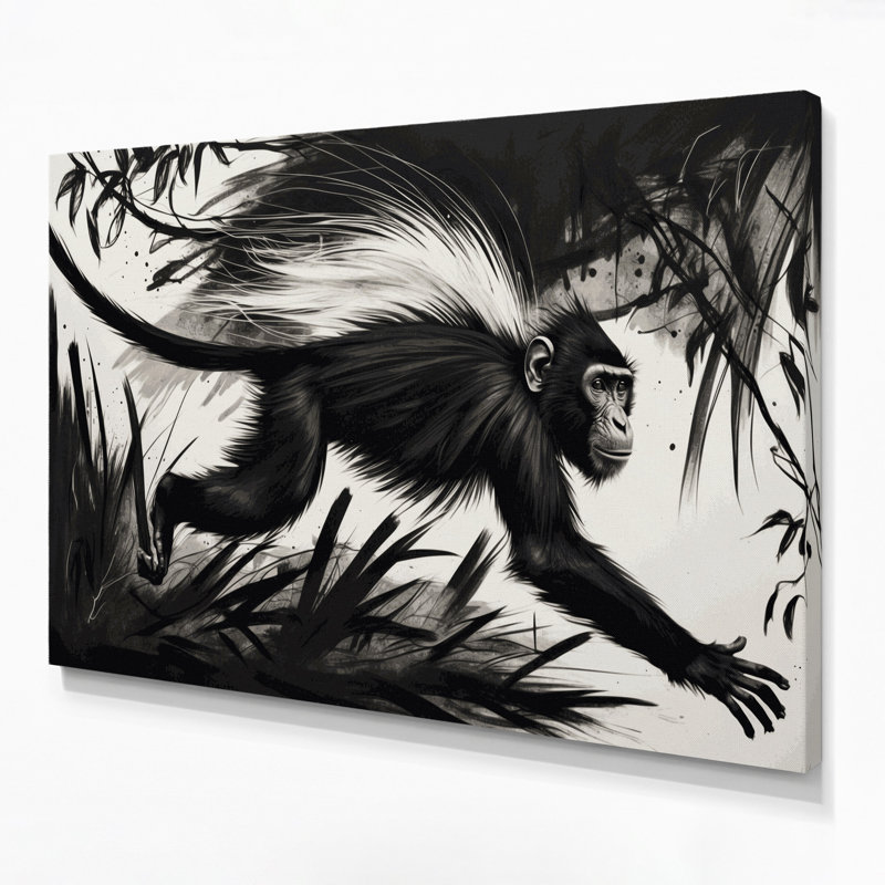 Art animalier sur toile noir, H 12 po x l 18 po