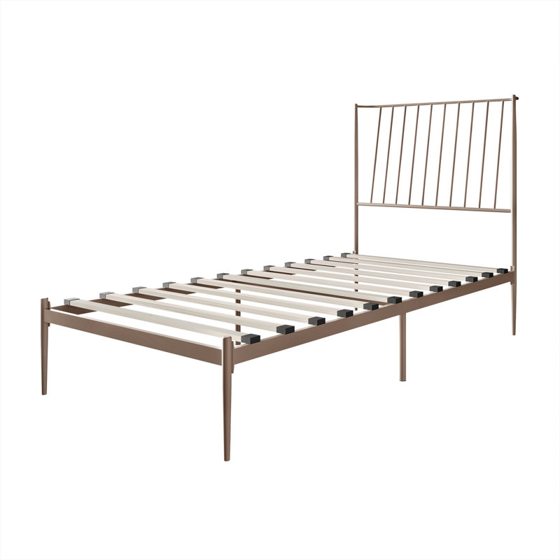 Metal Platform Bed, Twin, Pink