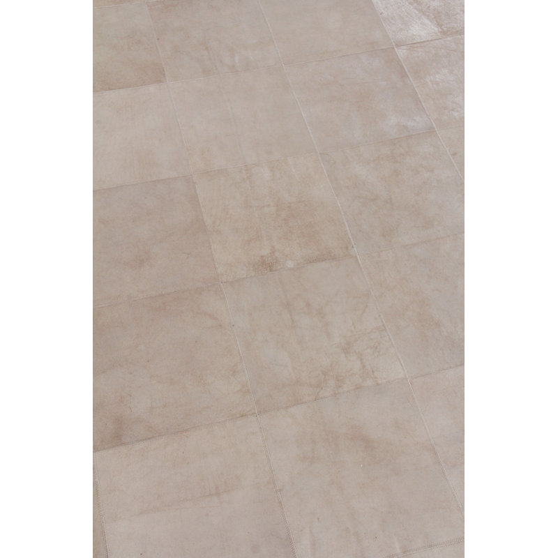 Distressed Suede Leather Geometric Area Rug, Rectangle 9'6" x 13'6"