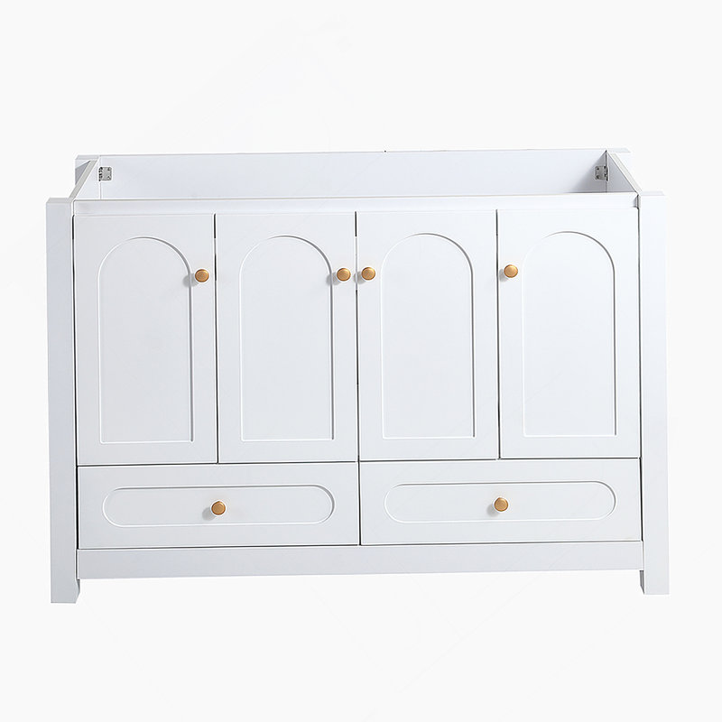 Base de meuble-lavabo 48 po, armoire de rangement - 4 portes à fermeture douce et 2 tiroirs, Blanc