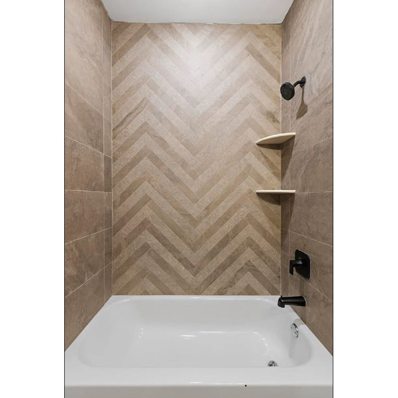 Carreau de porcelaine pour plancher et mur moderne 2,75 po x 24 po Modern Travertine, Brun