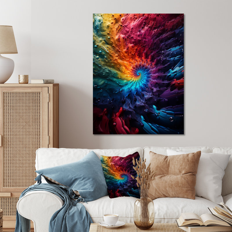 «Colorful Space Fractal Spiral I», reproduction d'art murale en métal Fractal, H 32 po x l 16 po x P 1 po