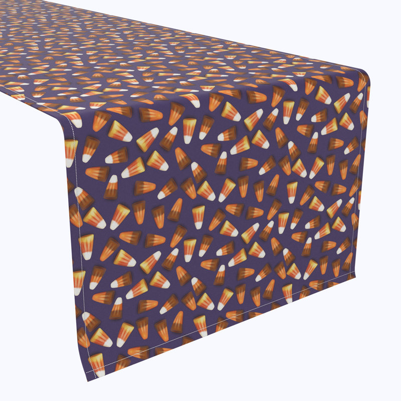 Geometric Halloween Table Runner, 108" x 14", 3D Candy Corn