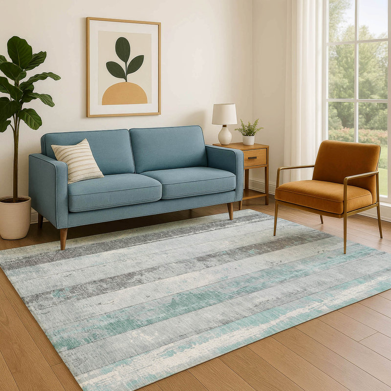Premium Machine Washable Medena AMF1868 Stripes Rug, Rectangle 3' x 5'