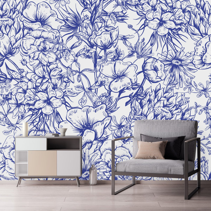 Floral Wall Mural, 8.33" W x 8.33" L