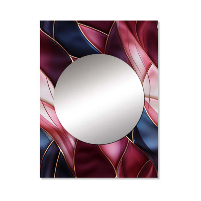 Rikwin Radiant Glamour Deep Burgundy Marlbe - marble  Large Wall Mirror, Abstract Unique Mirror, Printed Metal Art