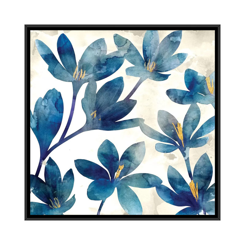 « veranda blue i », impression sur toile, H 18 po x l 18 po x P 1,5 po, Toile avec cadre noir, Pas de tapis