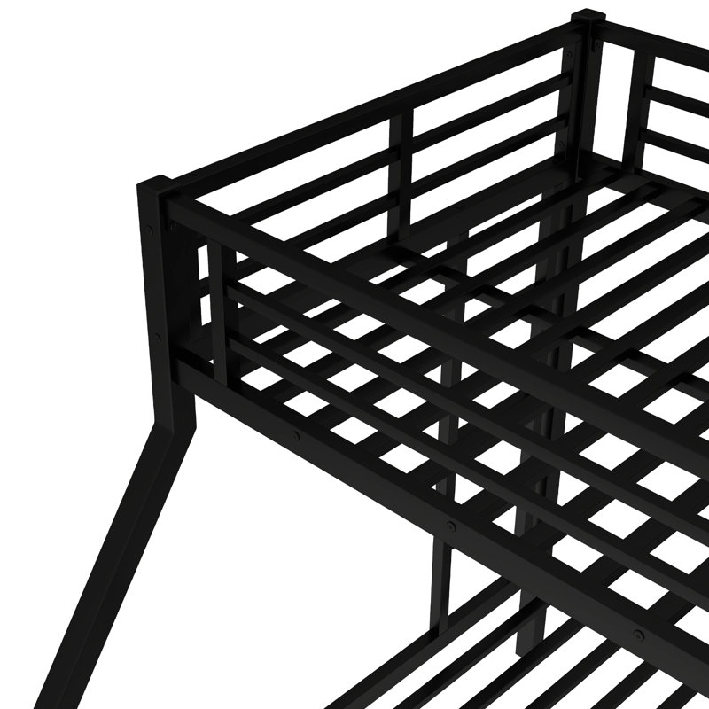 Lit superposé simple au-dessus de grand lit en métal noir TG, adolescents, caractéristique d'économie d'espace, thermolaquage électrostatique, réduction du bruit, rangement sous le lit, 2 côtés, pieds renforcés noirs, économie, structure à deux étages
