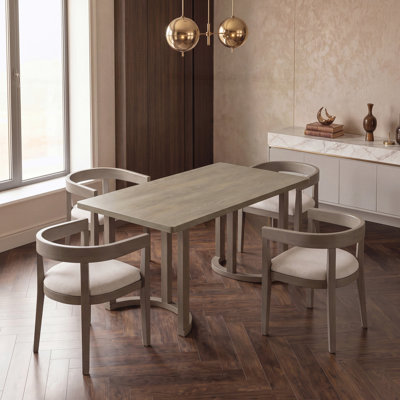 Ensemble de 4 chaises de salle à manger, chaises de cuisine rembourrées à dossier incurvé et structure en bois massif