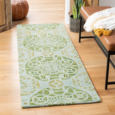 Tapis géométrique en laine / viscose touffeté à la main Eaton Wyndham