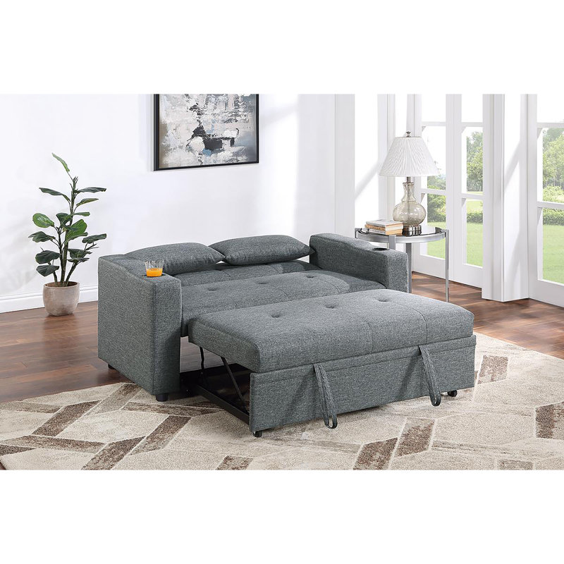 Canapé Yefry, H 31 po x l 71 po x P 43 po, Mélange de lin gris clair