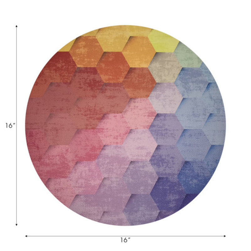 Hex Pebble 16" Vinyl Placemat, Red/Orange/Blue