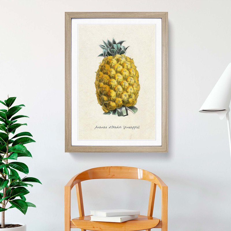Illustration of a Pineapple - Framed Print, Oak Framed, 48cm H x 36cm W x 2cm D