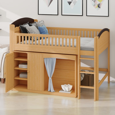 Lit mezzanine moderne avec armoire intégrée et garde-robe