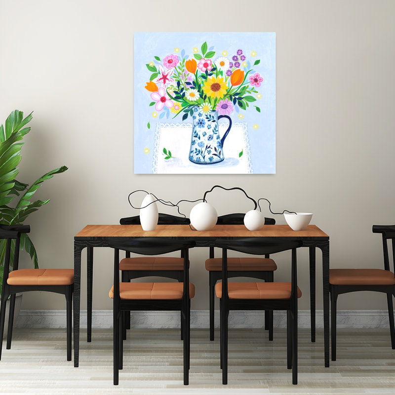 The Blue And White Jug And Bouquet by Isabelle Brent - Wrapped Canvas Print, 81.28 cm H x 81.28 cm W