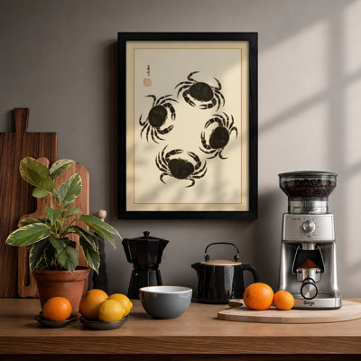 Four Crabs Japandi - Framed Print