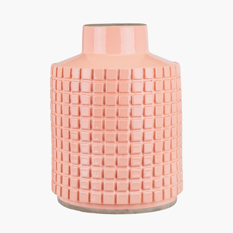 Wynn 28.5Cm Ceramic Square Patterned Table Vase, Apricot