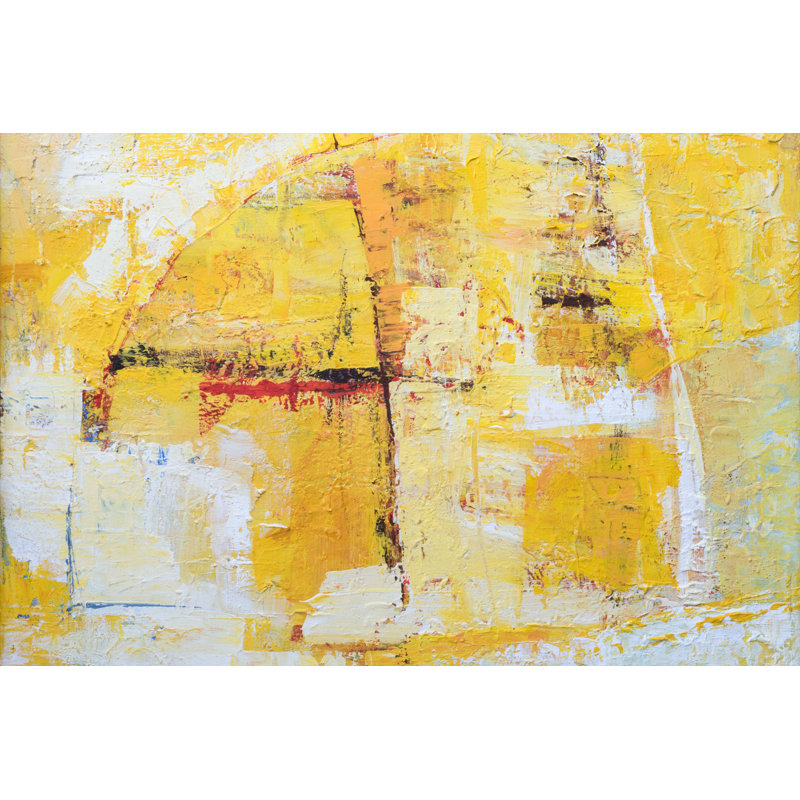 Asie Abstract Yellow Background - Wrapped Canvas Painting, 81cm H x 122cm W x 3.8cm D