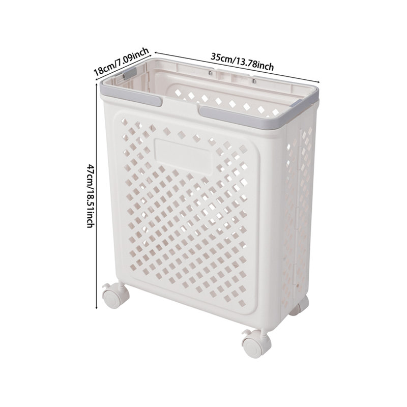 Plastic Laundry Basket with Handles, 47cm H x 35cm W x 18cm D, White