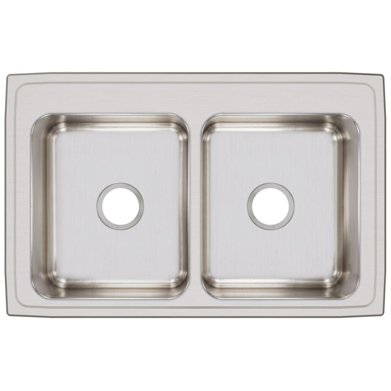 Lustertone 33" L x 21.25" W Double Basin Drop-In Kitchen Sink, 0 hole