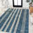 Ventress Geometric Striped Machine-Washable Blue/Cream Rug-1568966237