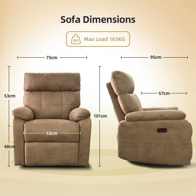 Fauteuil inclinable Power Zero Gravity, fauteuil inclinable avec ports USB et Type-C, poches latérales, fauteuils inclinables surdimensionnés pour adultes avec soutien lombaire