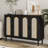 48" Rattan Sideboard Buffet Cabinet With 4 Doors, Adjustable Shelves, Built-In Power Outlet, Versatile Console Table For Kitchen, Dining Room, Living Room-1217107699