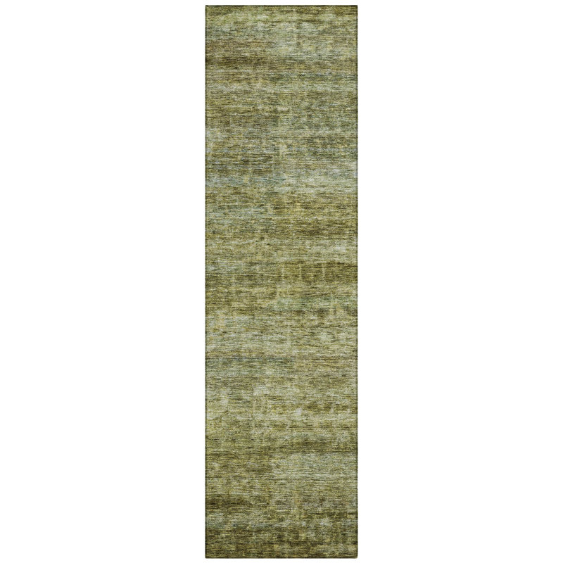 Terrae Green Washable Indoor-Outdoor Rug - , 2'3" x 7'6"
