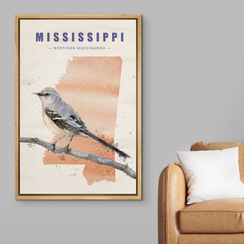 Oiseau moqueur gris du nord IDÉE4WALL Mississippi, Brun, H 24 po x l 16 po x P 1,5 po
