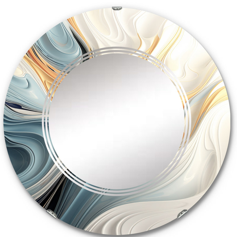 Felinus - Miroir mural rond moderne, 24 po x 24 po