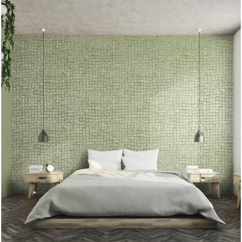 Urban Classics Collection Manhattan Metallic Loft Tiles Wallpaper Roll, Green