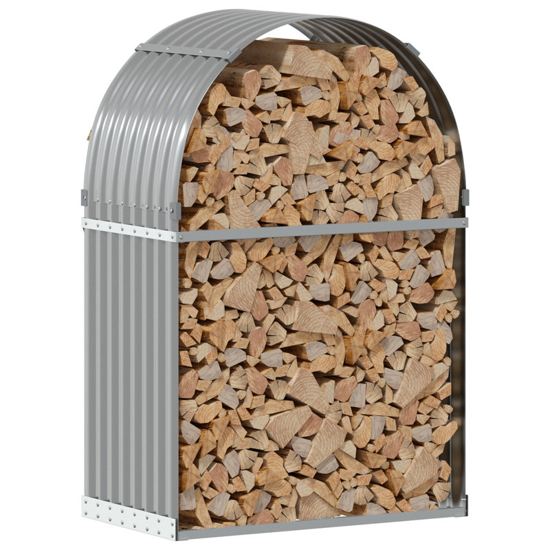 Porte-bûches en acier galvanisé 31,5 po x 17,7 po x 47,2 po, Gris clair