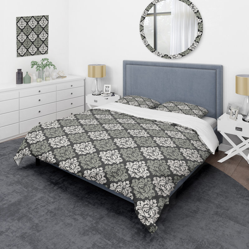 Ensemble de housse de couette en microfibre noir / blanc 3 pièces, Housse de couette pour grand lit et 2 taies décor