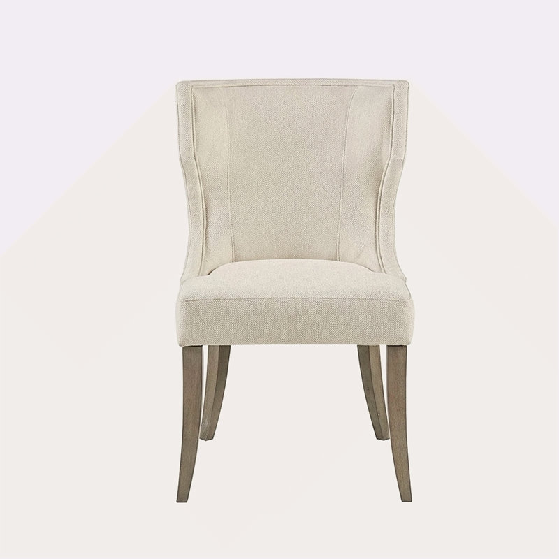 Chaise rembourrée à oreilles, Crème, crème, Gris