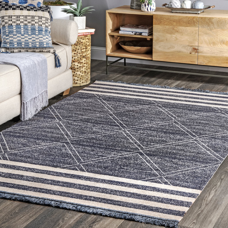 Tapis intérieur / extérieur bleu Jenning, Rectangle 6 pi 7 po x 9 pi