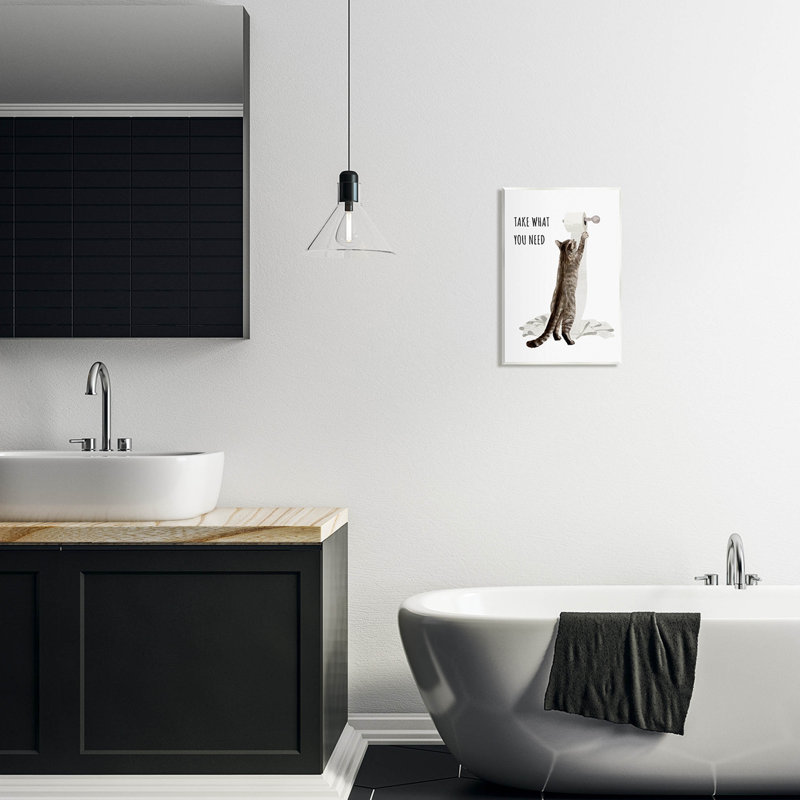 "Take What You Need", papier toilette, plaque murale sur bois par Ziwei Li, H 15 po x l 10 po x P 0,5 po