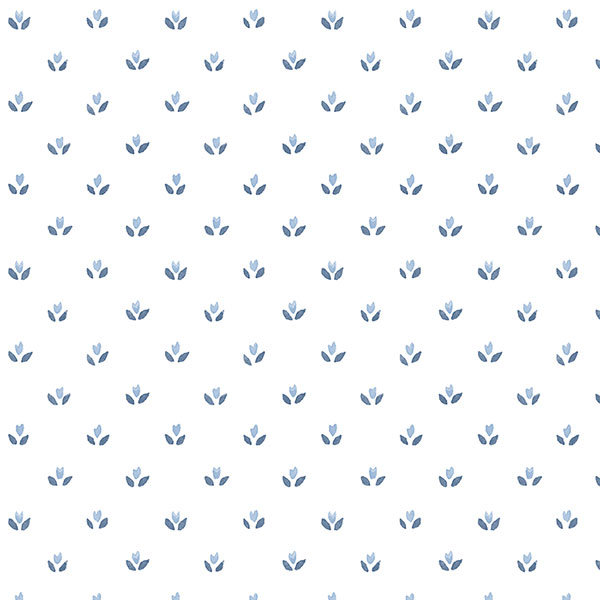 Papier peint tulipe 32,7 pi x 20,5 po Fresh Kitchens V, Bleu clair/bleu foncé