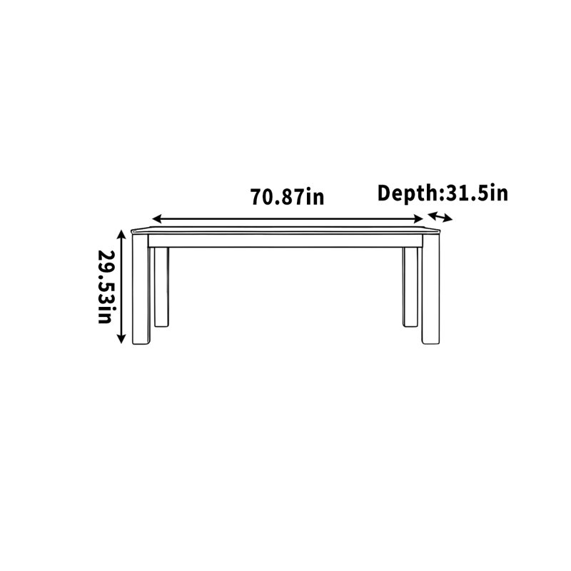 Table de chevet simple en bois de frêne blanc, H 29,53 po x l 70,87 po x P 31,5 po