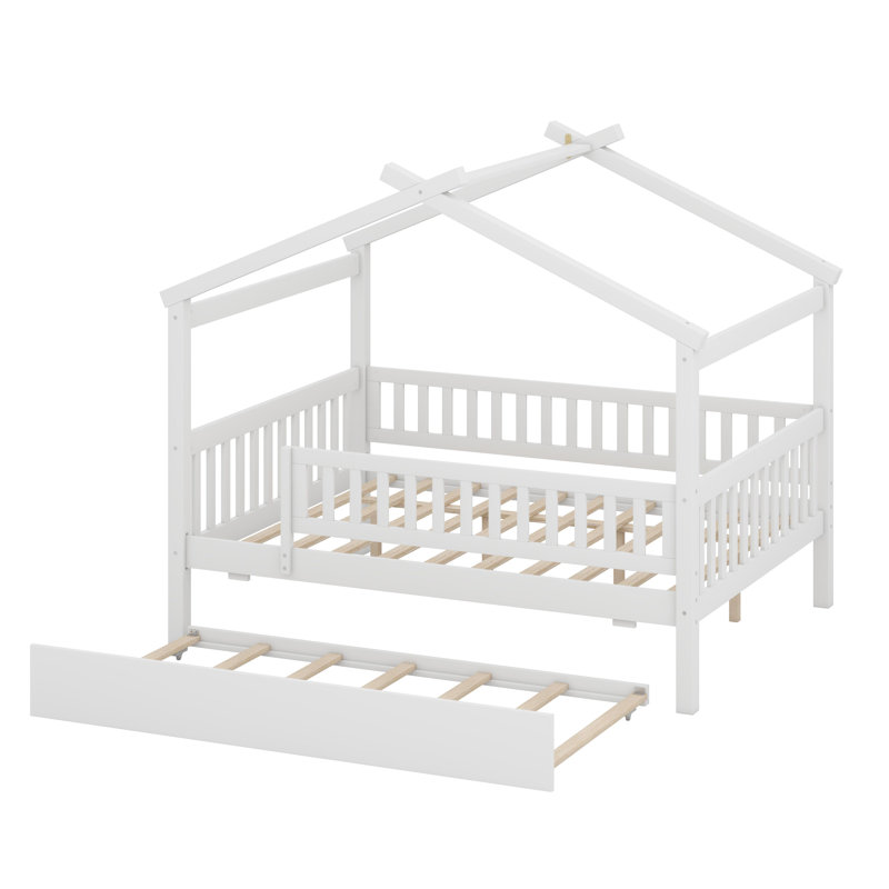 Lit en bois avec couchette, Blanc
