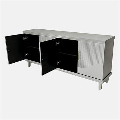 Armoire 70,07 "à 4 portes de grande taille, convenant au salon, à la cuisine, à la chambre à coucher et au couloir (champagne)