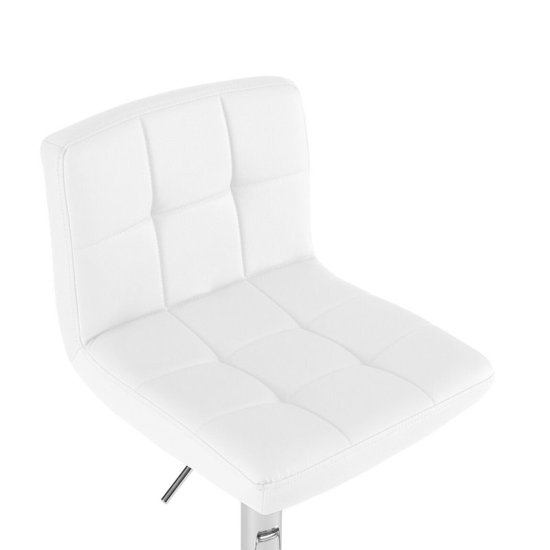 Shayna Swivel Upholstered Adjustable Height Counter Stool with Metal Frame, White, Silver