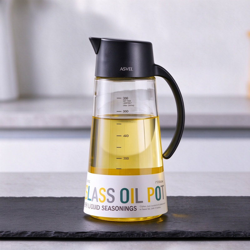 Asvel 22oz Glass Auto-Flip Olive Oil & Vinegar Cruet, Black, 1